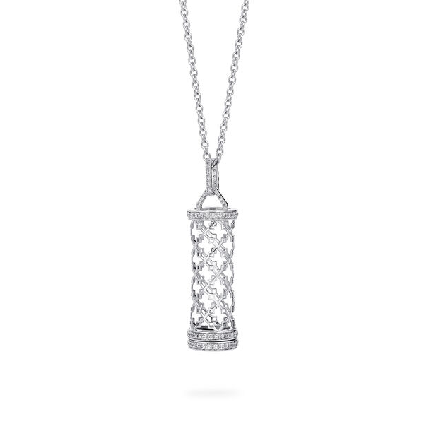 Diamond Message Pendant Necklace, White Gold